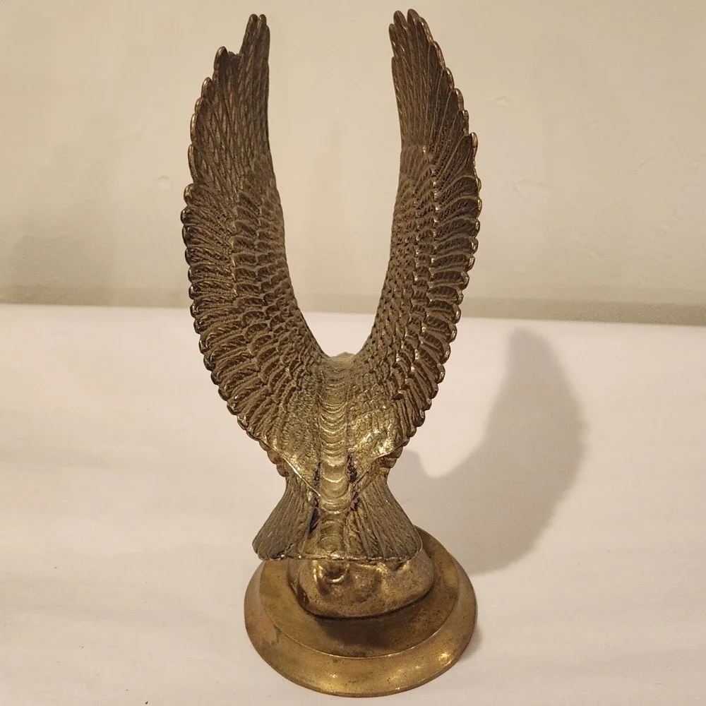 Vintage Brass American Eagle Patriotic Statue Paperweight Sculpture